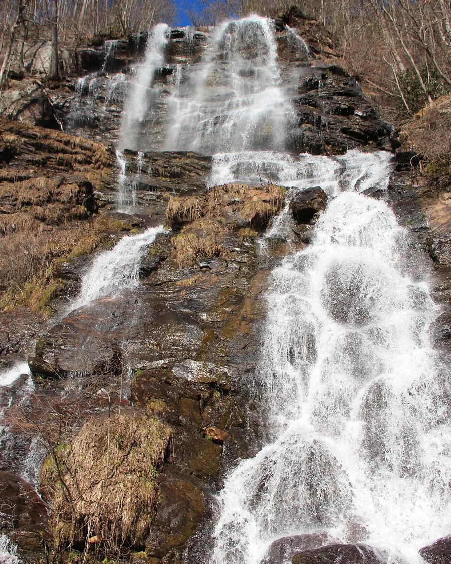 Water tumbling down the rock face of Amicalola Falls in north Georgia